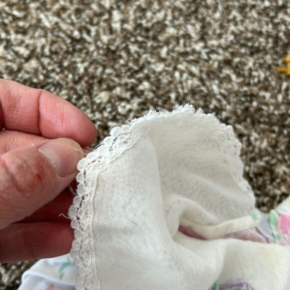 Vintage 80s Floral Easter Spring Collared Formal Baby Girl Dress - Picture 12 of 14